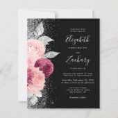 Budget Floral Burgundy Blush Silver Black Wedding (Vorderseite)