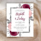 Budget Floral Burgundy Blush Silver Wedite Einladu