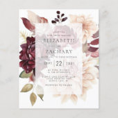 Budget Floral Burgundy Cream Hochzeit im Herbst ei (Vorderseite)