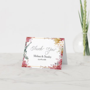 Budget Floral Burgundy Gold Eukalyptus Vielen Dank Dankeskarte