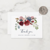 Budget Floral Burgundy Greenerity Wedding Vielen D Mitteilungskarte (Vorderseite/Rückseite Beispiel)