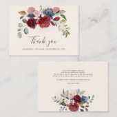 Budget Floral Burgundy Greenerity Wedding Vielen D Mitteilungskarte (Vorne/Hinten)