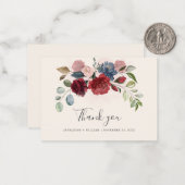 Budget Floral Burgundy Greenerity Wedding Vielen D Mitteilungskarte (Vorderseite/Rückseite Beispiel)