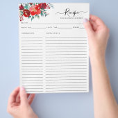Budget Floral Burgundy Holly Blätter Ferienrezepte Flyer (Hand)