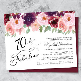 Budget Floral Burgundy Pink 70. Geburtstagsparty