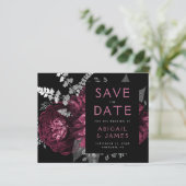 Budget Floral Burgundy Silver Save the Date (Stehend Vorderseite)