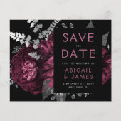 Budget Floral Burgundy Silver Save the Date (Vorderseite)