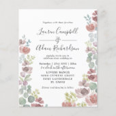 Budget Floral Burnt Orange Hochzeit Einladung (Vorderseite)