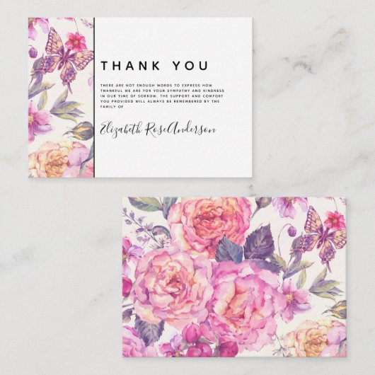 BUDGET Floral Butterfly Beileid Beerdigung Vielen Mitteilungskarte (Vorne/Hinten)