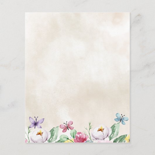 Budget Floral Butterfly Garden Baby Dusche (Rückseite)