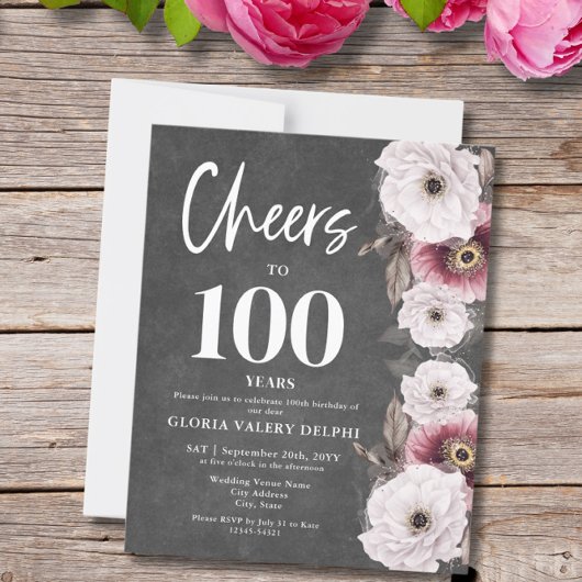 Budget Floral Cheers bis 100. Geburtstag