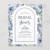Budget Floral Dusty Blue Bridal Dusche Einladung (Vorderseite)