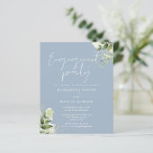 Budget Floral Dusty Blue Engagement Party einladen (Stehend Vorderseite)