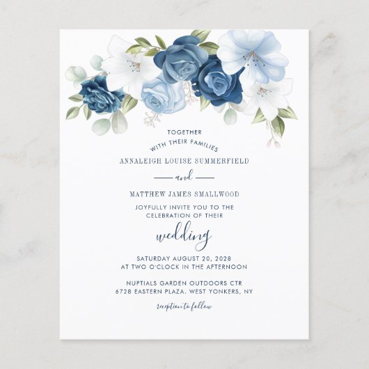 Budget Floral Dusty Blue Greenerity Wedding (Vorderseite)