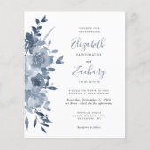 Budget Floral Dusty Blue QR Code Hochzeit einladen (Vorderseite)