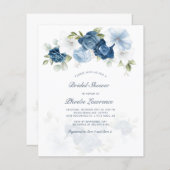 Budget Floral Dusty Blue Watercolor Brautparty (Vorne/Hinten)