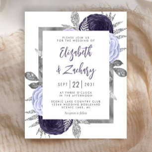Budget Floral Dusty Lila Silver Wedding Einladung