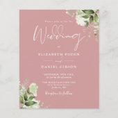 Budget Floral Dusty Rose Einladung Hochzeit (Vorderseite)