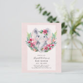 BUDGET Floral Elephant Baby Dusche einladen (Stehend Vorderseite)