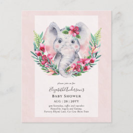BUDGET Floral Elephant Baby Dusche einladen