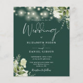 Budget Floral Emerald Foto Hochzeit Einladung (Vorderseite)