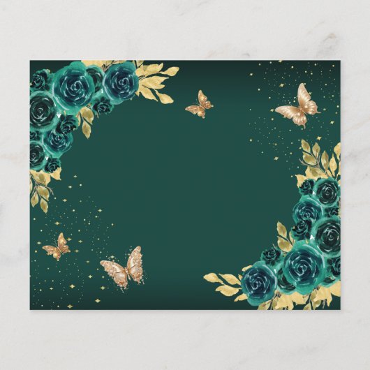 BUDGET Floral Emerald Gold Butterfly Quinceañera (Rückseite)