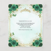 Budget Floral Emerald Green Glam Gold Quinceañera Flyer (Hinten)