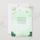 Budget Floral Emerald Green Gold Tiara Quinceañera Mitteilungskarte (Rückseite)