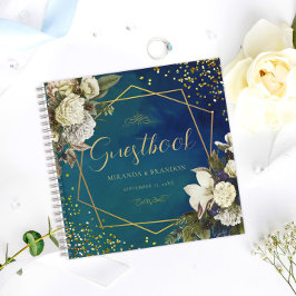 Budget Floral Emerald Green Gold Wedbook Notizblock