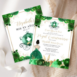 Budget Floral Emerald Green Royal Quinceanera