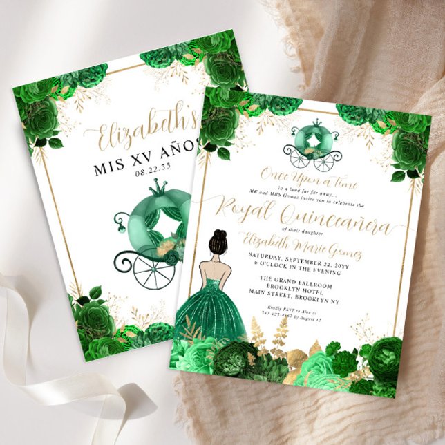 Budget Floral Emerald Green Royal Quinceanera (Von Creator hochgeladen)