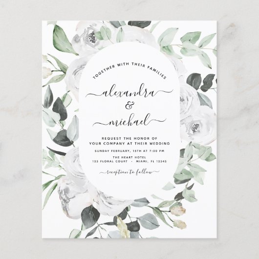 Budget Floral Eukalyptus Greenery Wedding Flyer (Vorne)