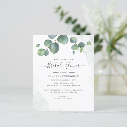Budget Floral Eukalyptus Script-Brautparty (Stehend Vorderseite)