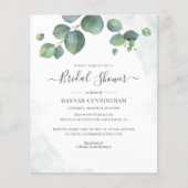 Budget Floral Eukalyptus Script-Brautparty (Vorderseite)