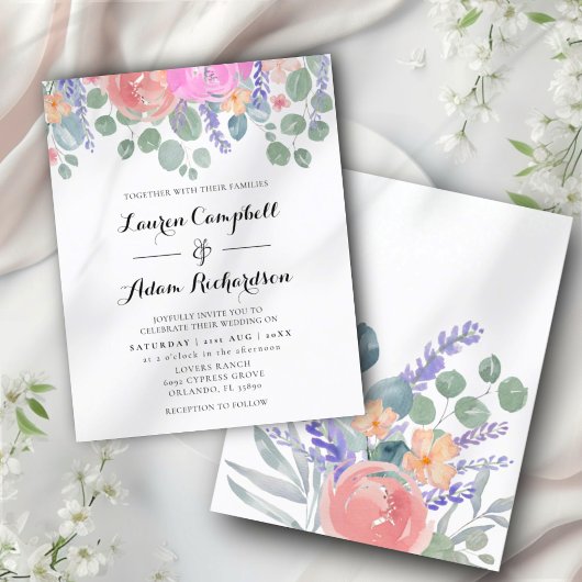 Budget Floral & Eukalyptus Watercolor Wedding