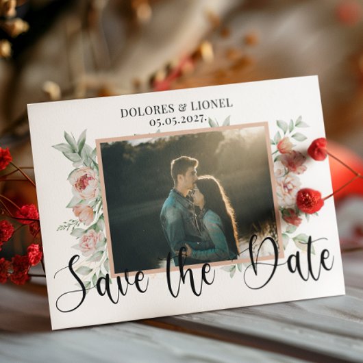 Budget Floral Foto Wedding Save the Date