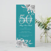 Budget Floral Geburtstagsparty Silver Aquamarin (Stehend Vorderseite)