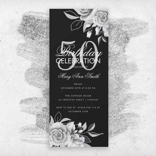 Budget Floral Geburtstagsparty Silver Black