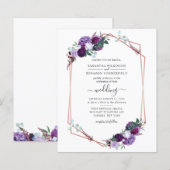 Budget Floral Geometric Script Einladung (Vorne/Hinten)