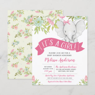 Budget Floral Girl Elephant Babydusche
