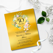 Budget Floral Gold 50 Jahre Einladung