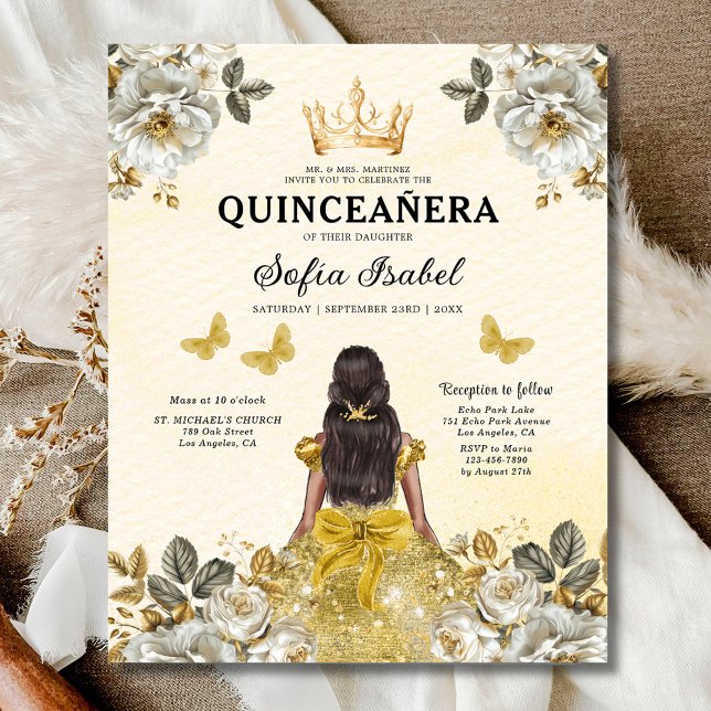 Budget Floral Gold Butterfly Princess Quinceanera (Von Creator hochgeladen)