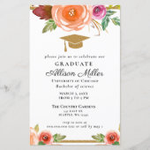 Budget Floral Gold Foto Abschluss Einladung (Vorderseite)