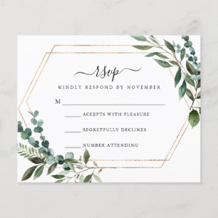 Budget Floral Gold Frame RSVP Karte  