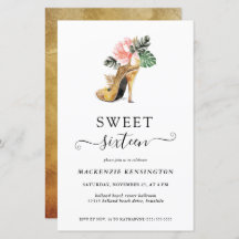 Budget Floral Gold Heelse Sweet 16 Geburtstag