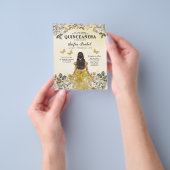 Budget Floral Gold QR Code Princess Quinceanera Flyer (Gruppe)