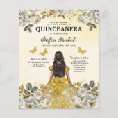 Budget Floral Gold QR Code Princess Quinceanera Flyer (Vorne)