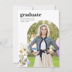 Budget Floral Grad Foto Abschluss Ankündigung
