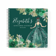 Budget Floral Green Dress Quinceanera Guestbook