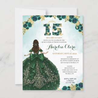 BUDGET Floral Green Princess Coquette Quinceanera